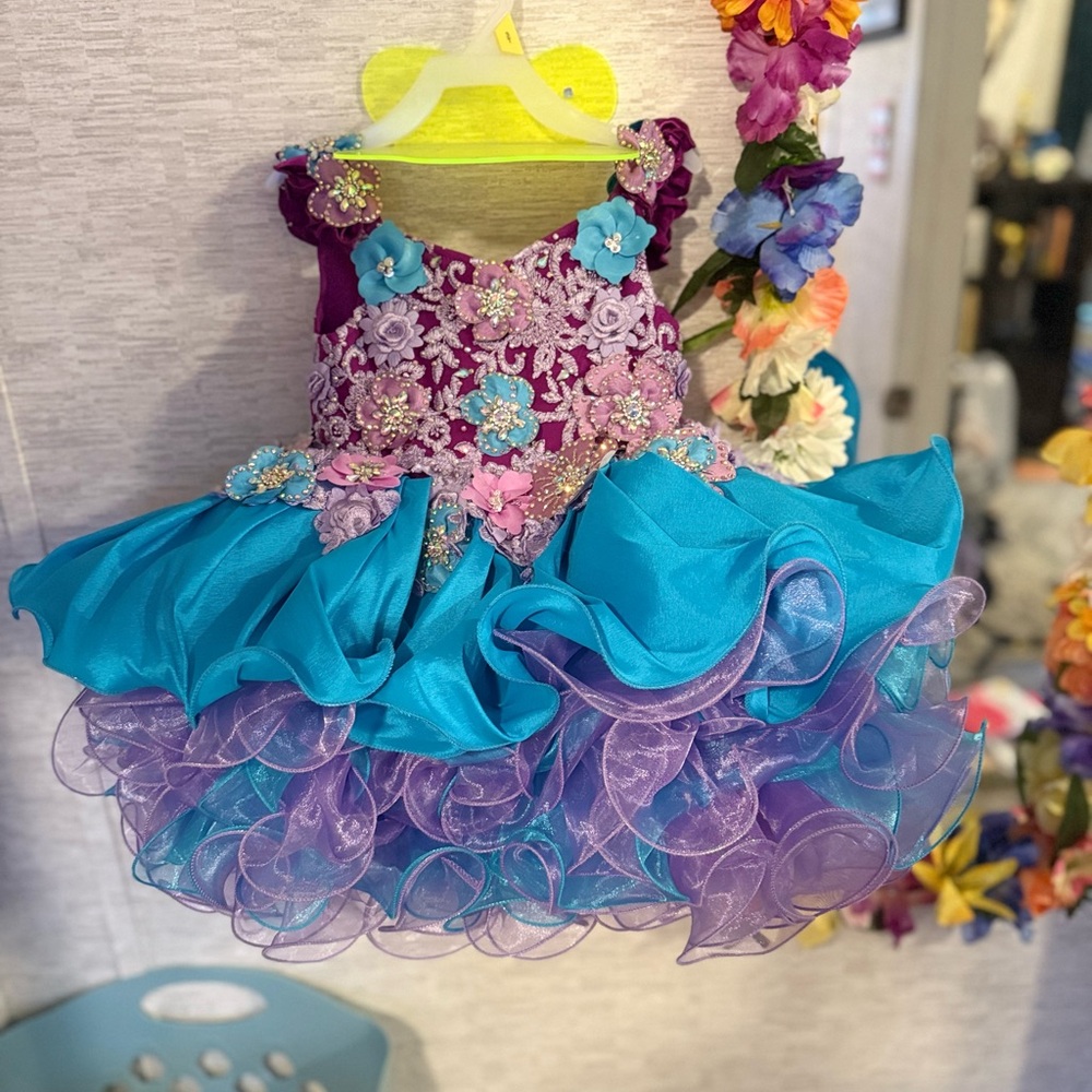 Floral Embellished Dress with Ruffled Skirt